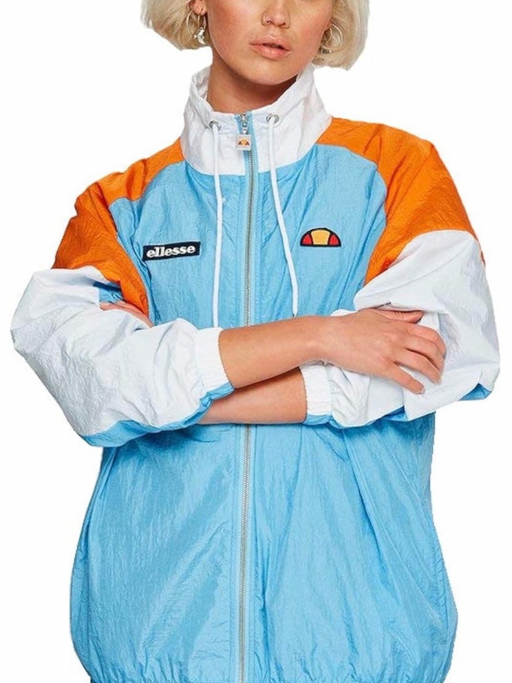 Ellesse Blue Jacket with Multicolor Logo Stripe